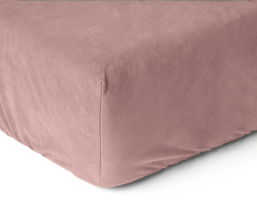 Velvet hoeslaken - oud roze