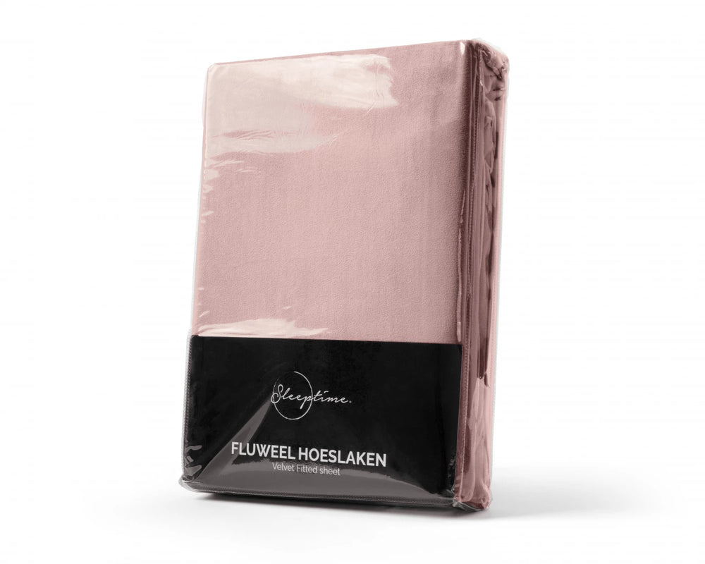 Velvet hoeslaken - oud roze