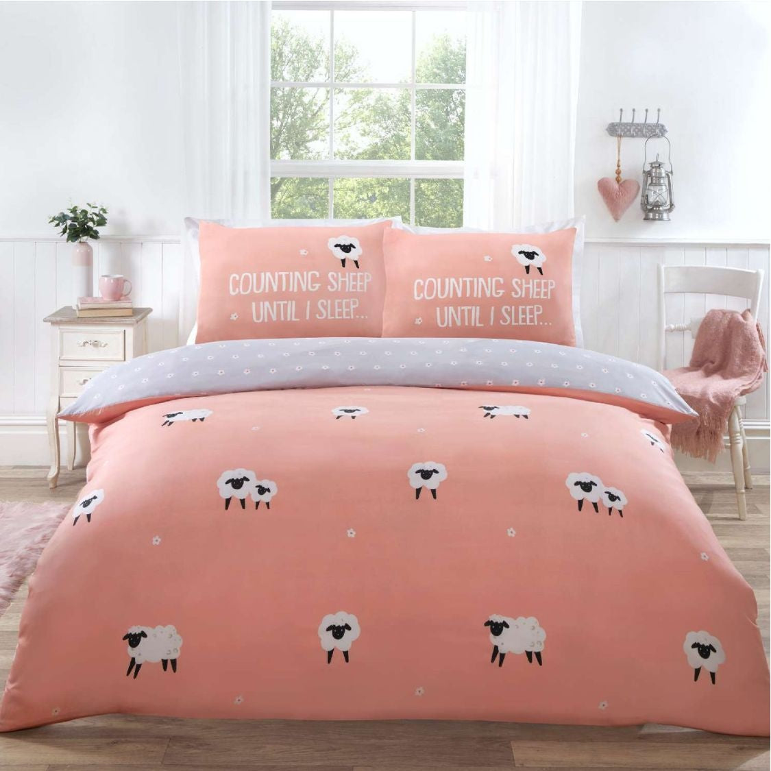 Dekbedovertrek Counting Sheep - roze - Microvezel