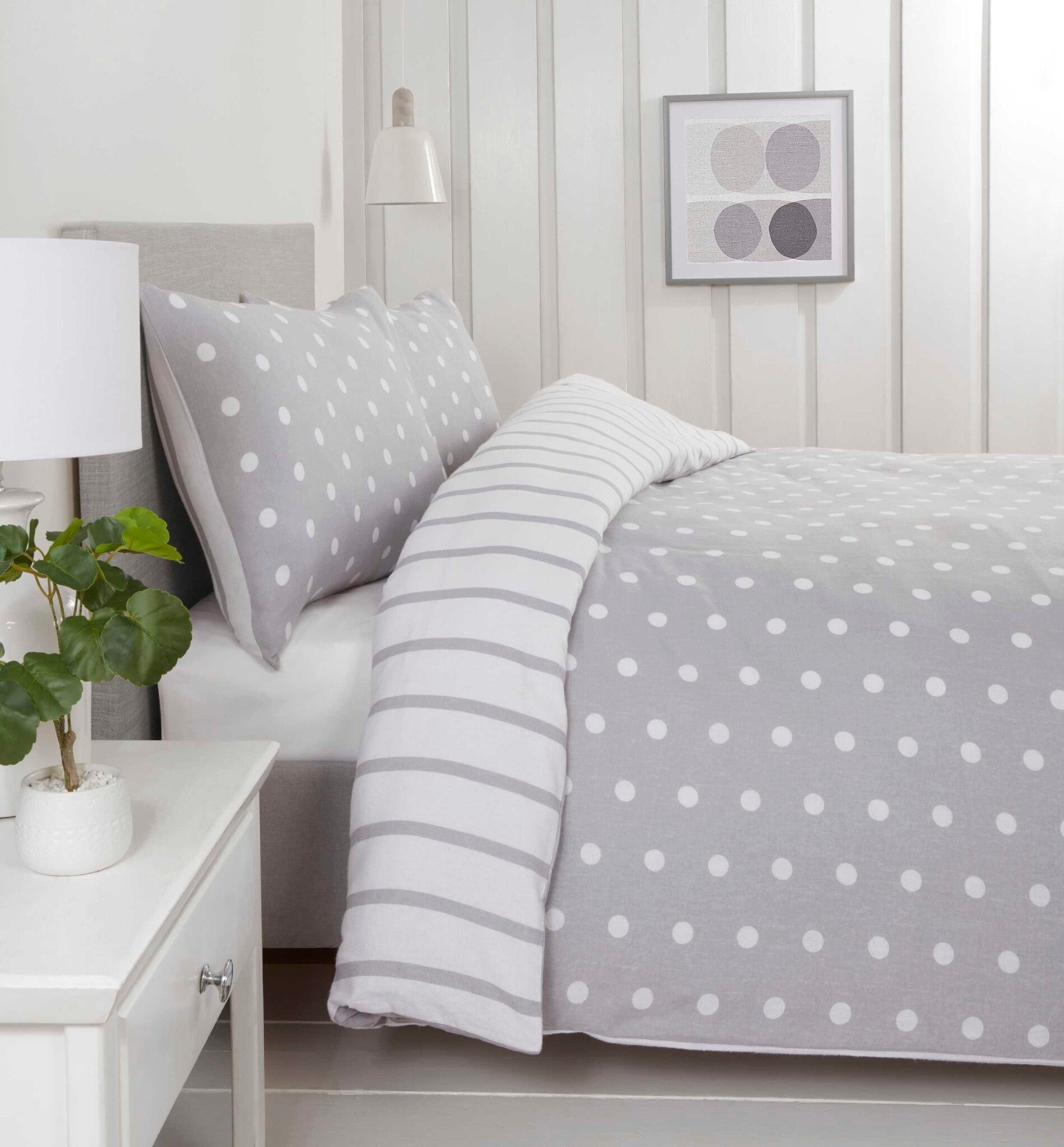 So Soft dekbedovertrek Spots & Stripes - grijs - Microvezel