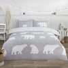 Flanel dekbedovertrek ijsberen - grijs - Lits-jumeaux (230x220 + 2st 50x75cm)