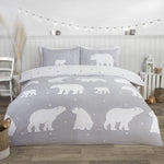 Flanel dekbedovertrek ijsberen - grijs - Lits-jumeaux (230x220 + 2st 50x75cm)
