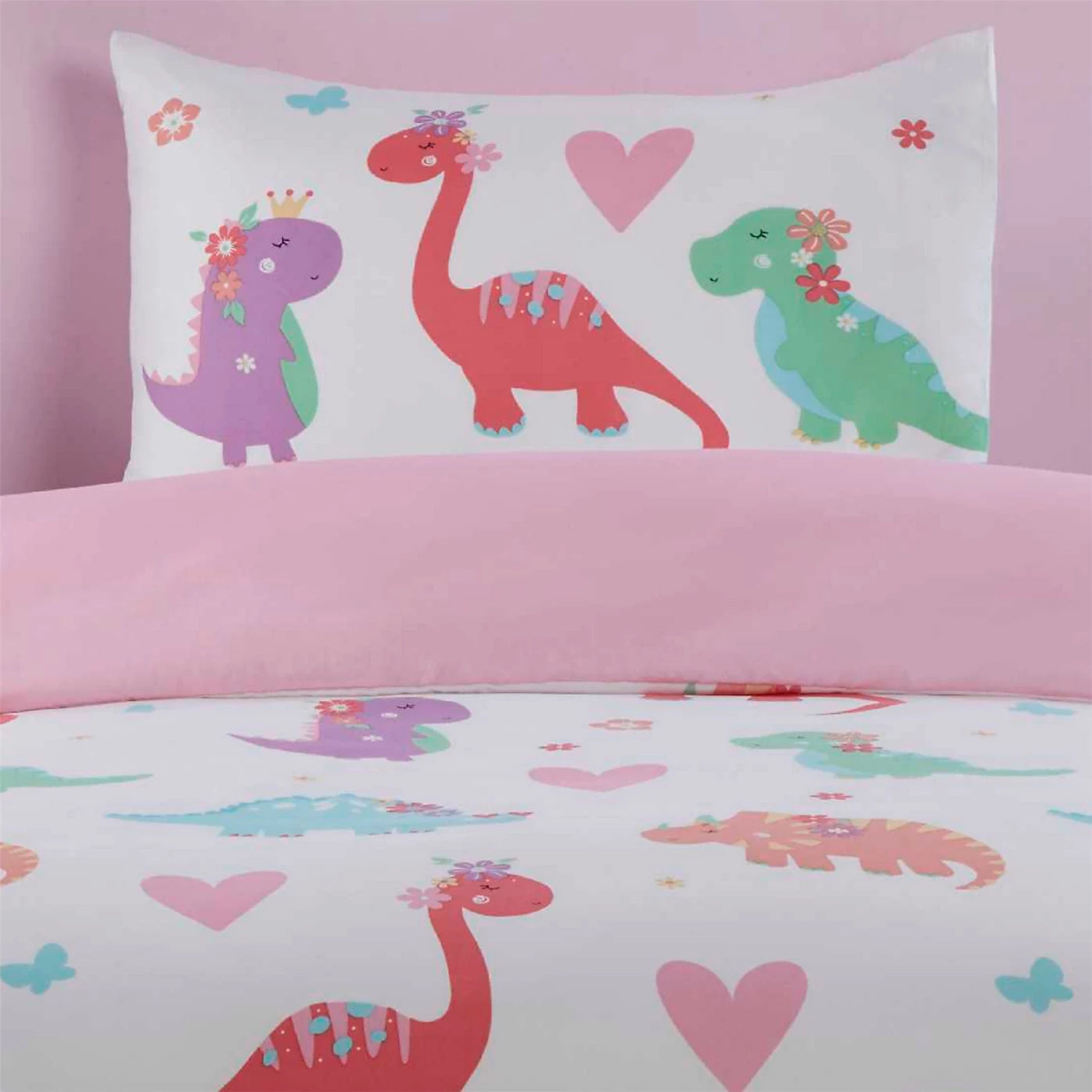 Peuter dekbedovertrek Dino Daisy  - microvezel  - juniorbed (120x150 + 40x60 cm)