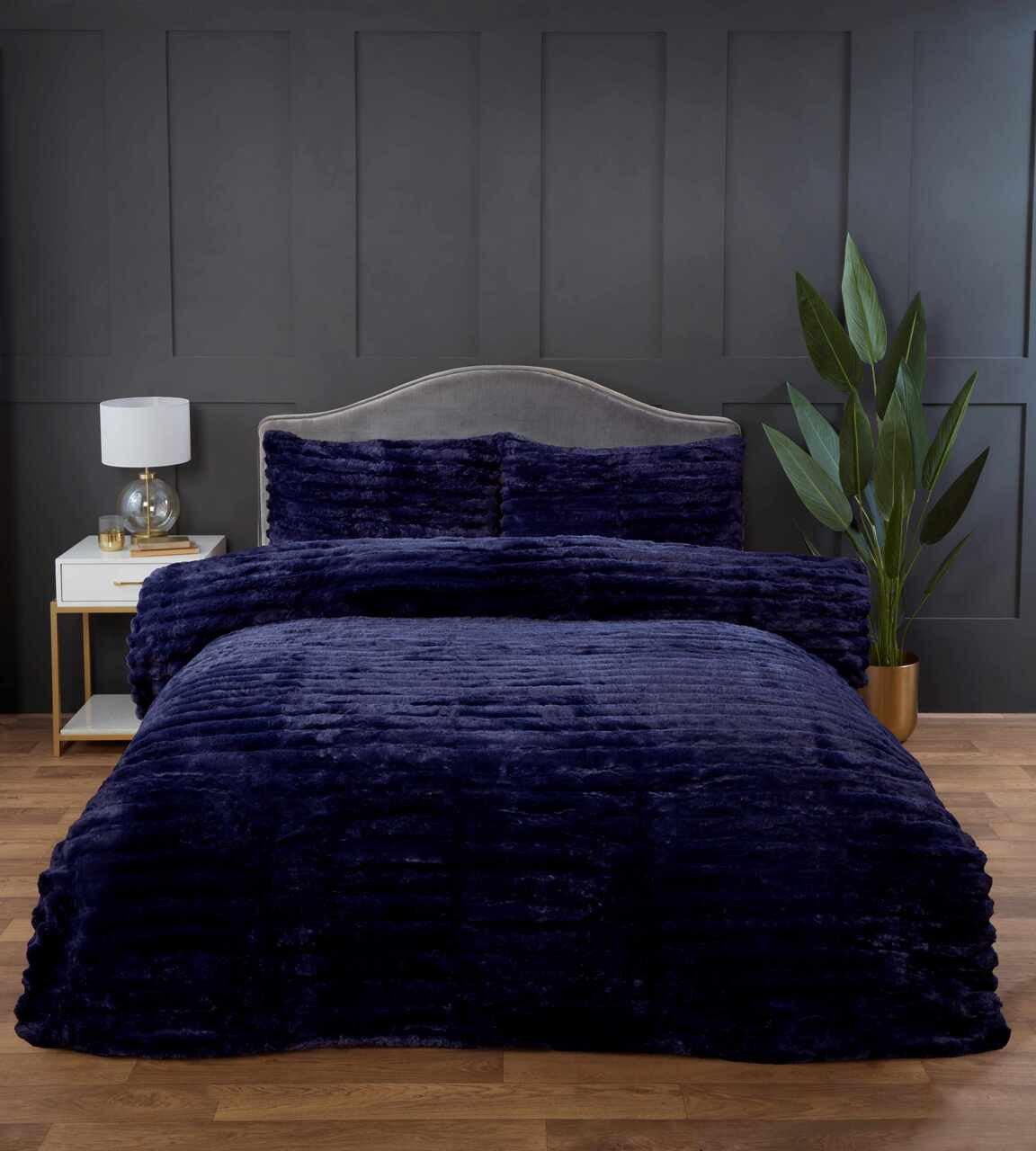Rabbit Faux Fur dekbedovertrek - Navy blauw