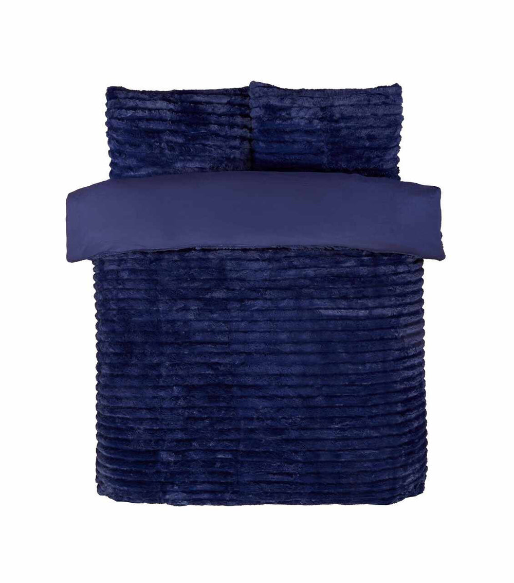 Rabbit Faux Fur dekbedovertrek - fleece - Navy blauw - 1-persoons