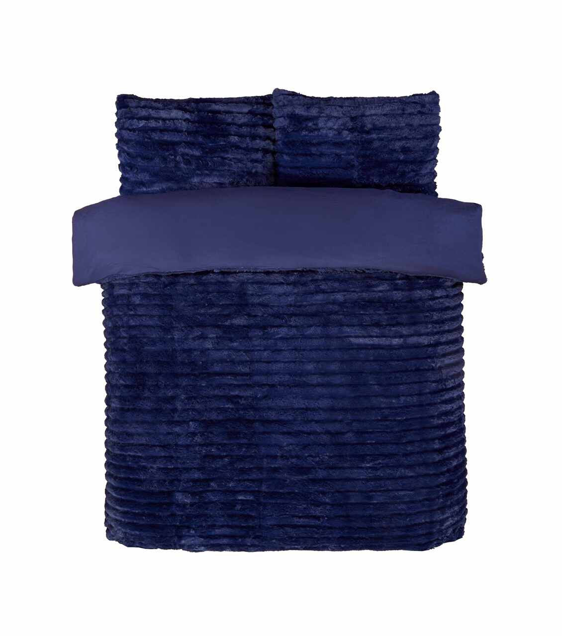 Rabbit Faux Fur dekbedovertrek - Navy blauw