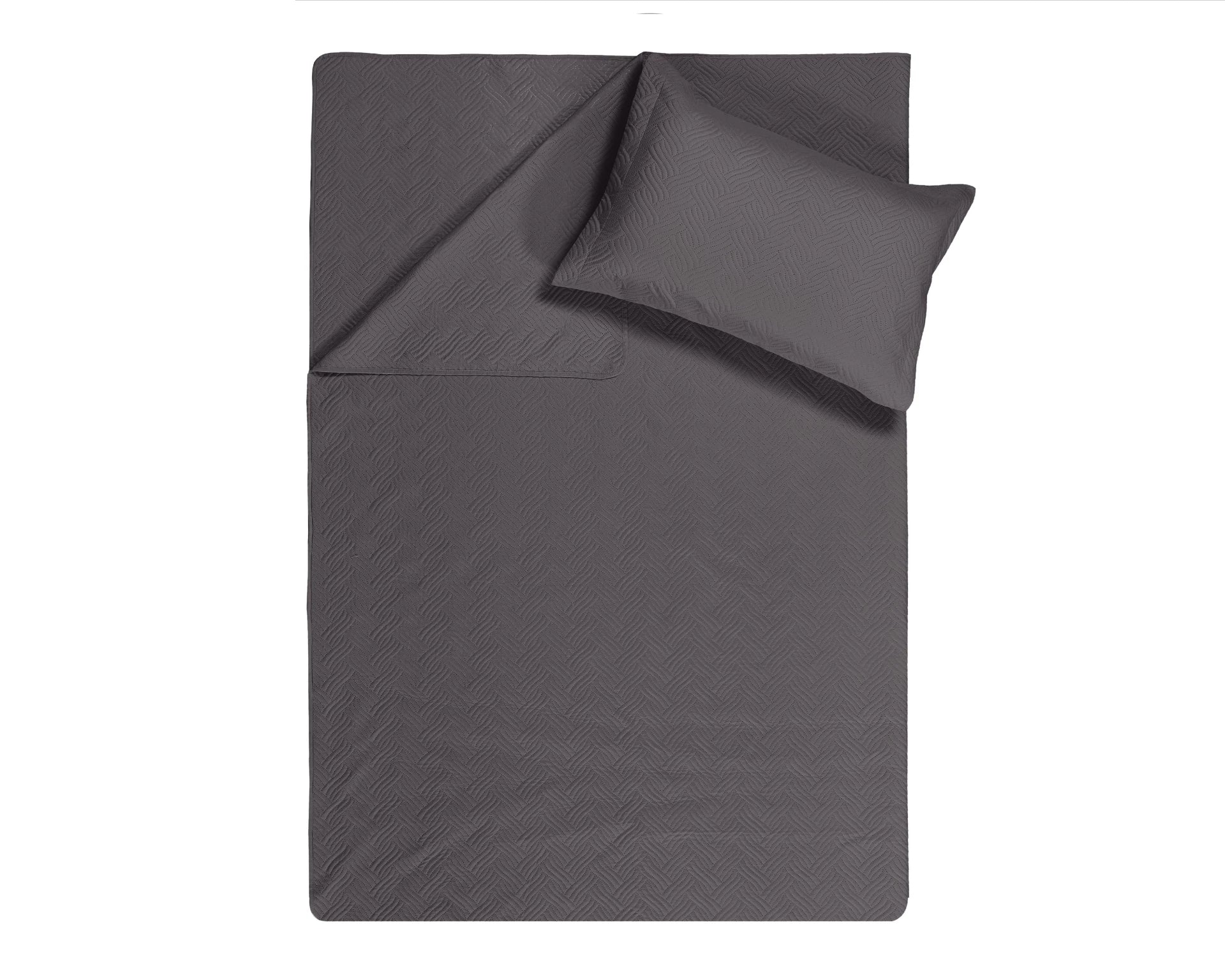 Sprei Wave - antraciet - micropercal - 260x250 cm - Incl. 2 Kussenslopen