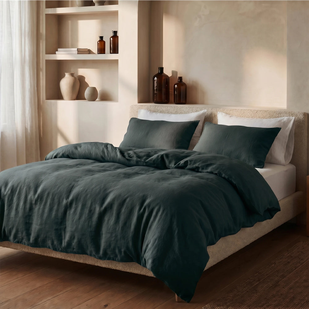 Dreamhouse dekbedovertrek Stone Washed Katoen - Groen