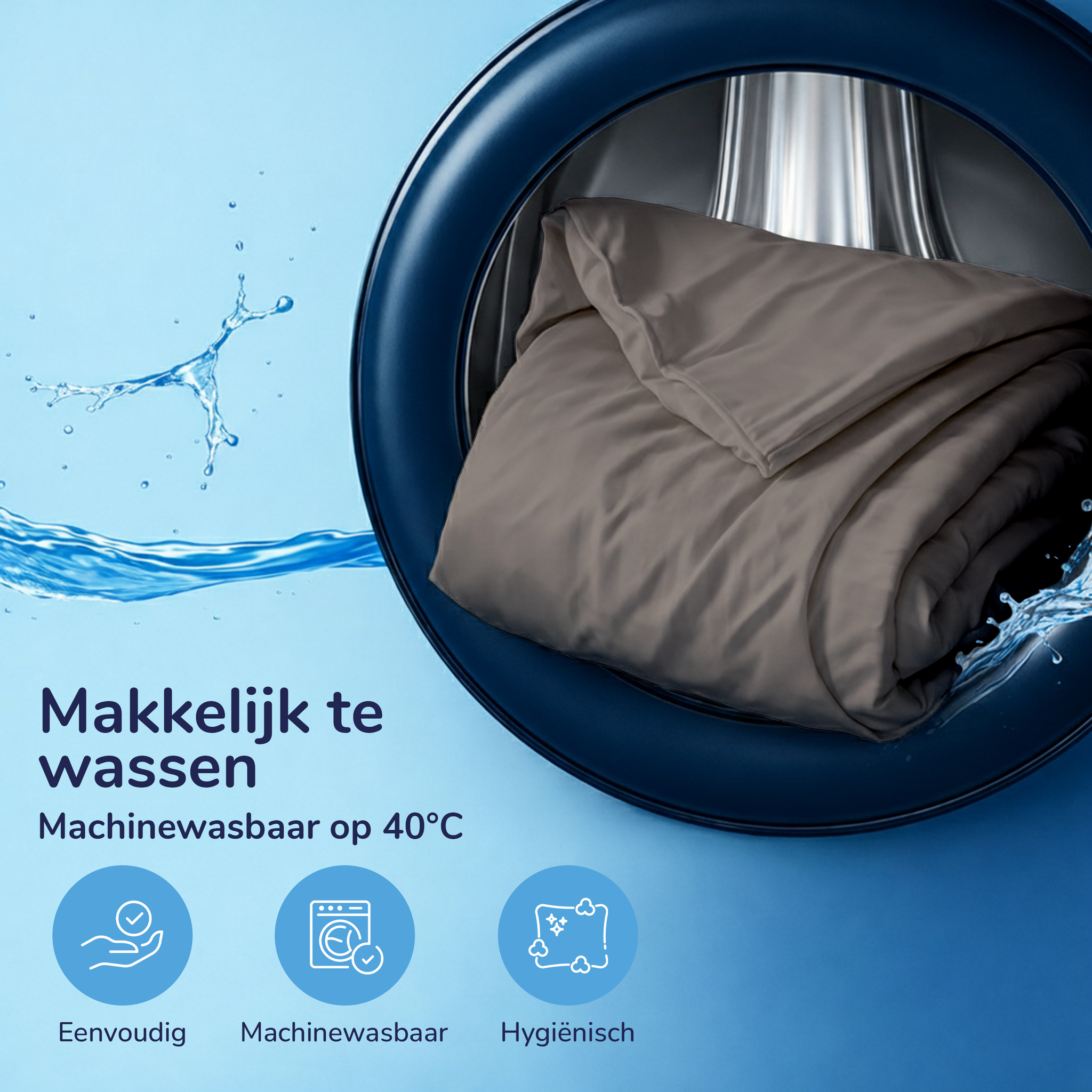 Decoware dekbedovertrek uni - Katoensatijn - Warm Stone