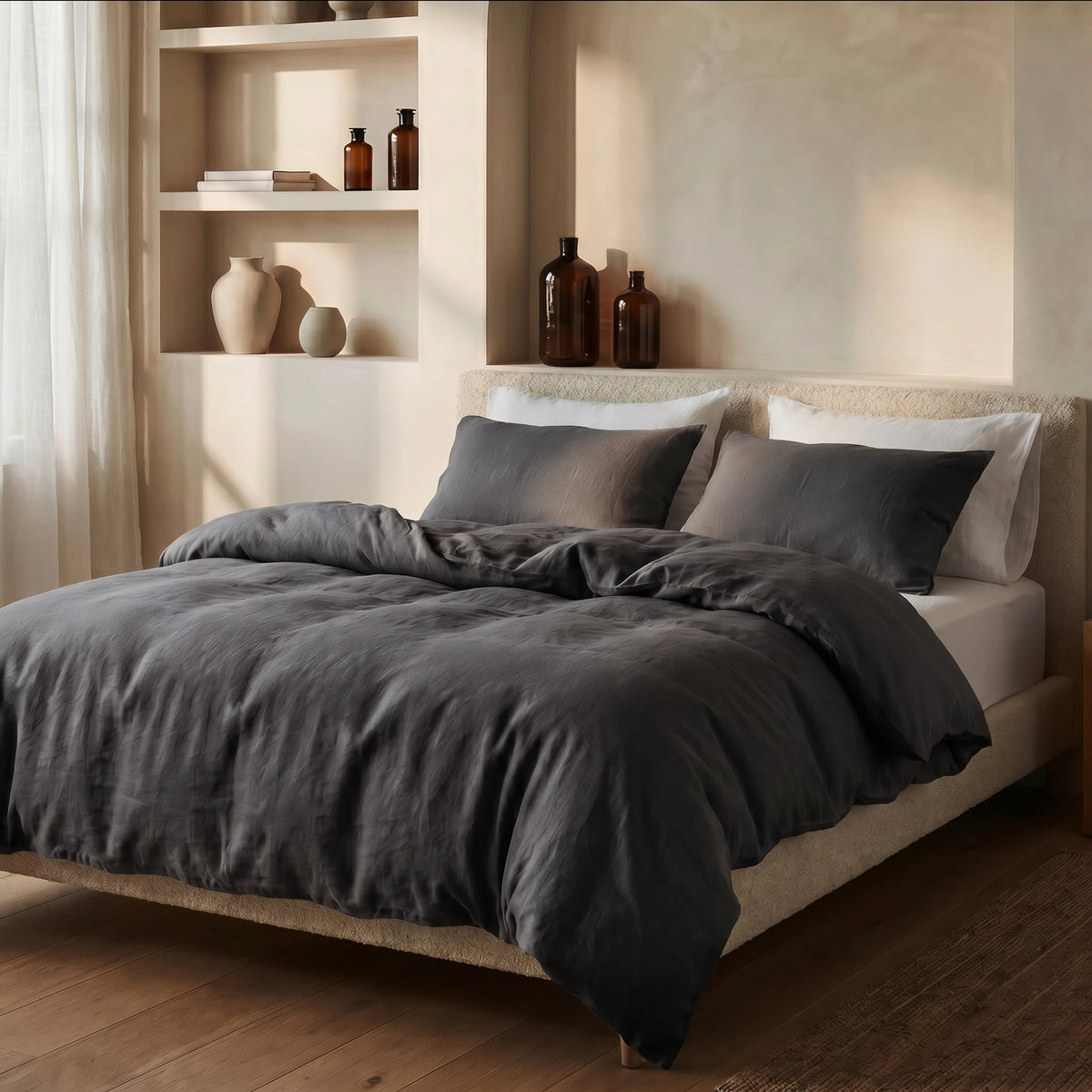 Dreamhouse dekbedovertrek Stone Washed Katoen - Antraciet