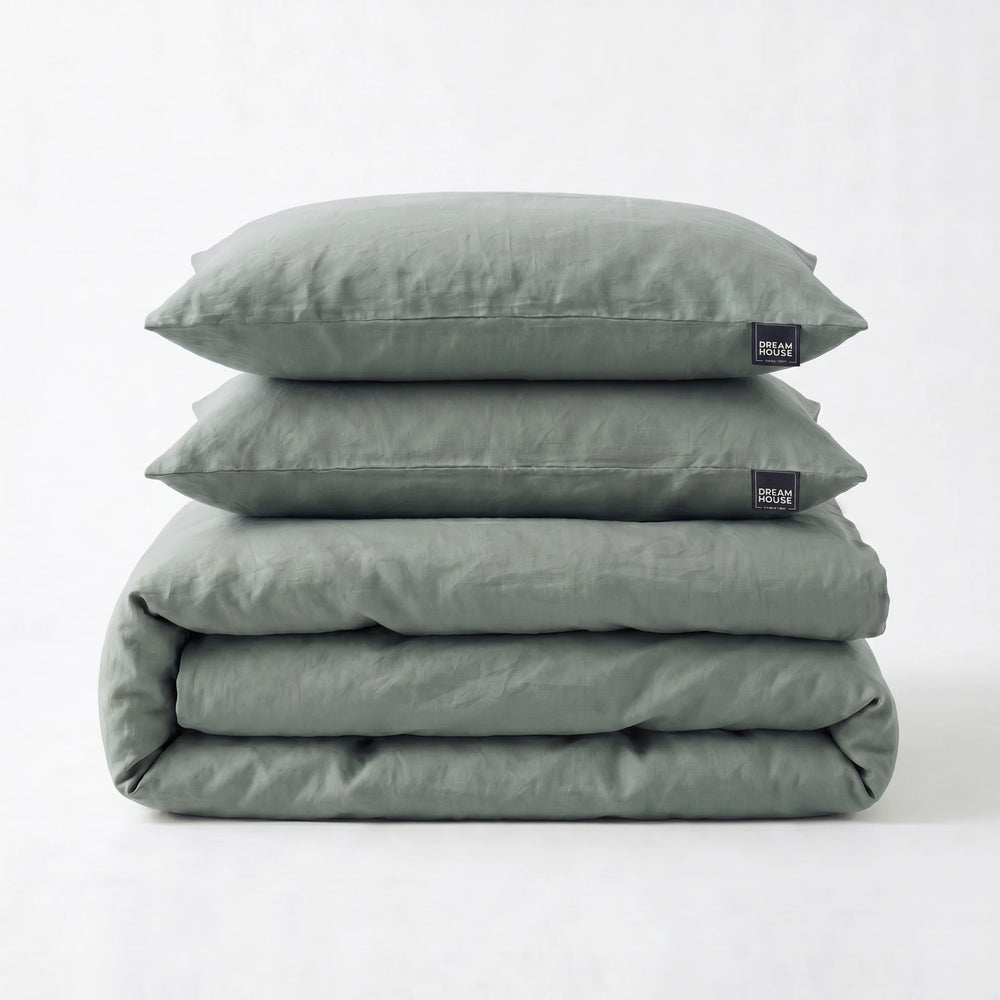 Dreamhouse dekbedovertrek Stone Washed Katoen - Groen
