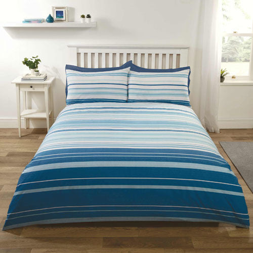 Polykatoen dekbedovertrek Staford stripe blauw