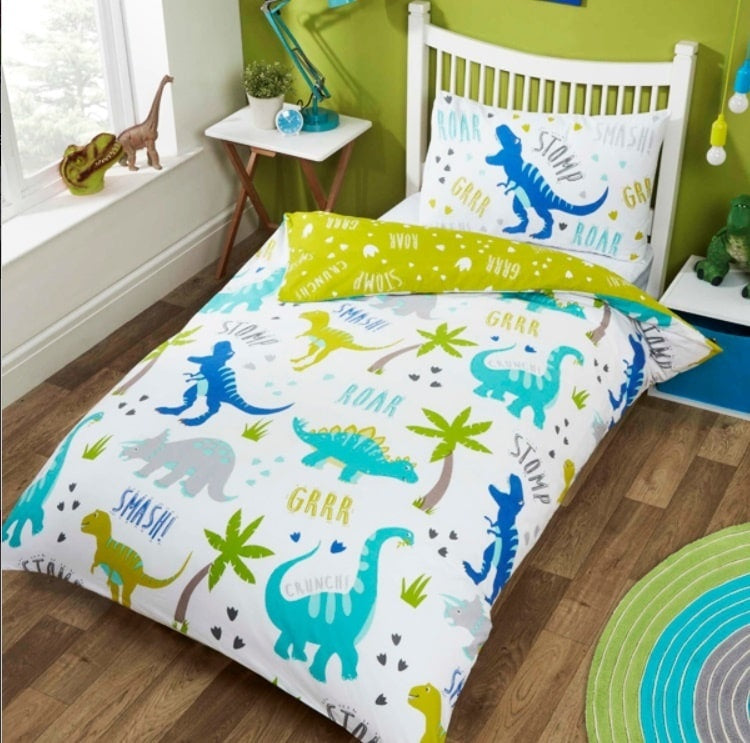 Peuter dekbedovertrek Dino's  Roarsome - 120x150 + 40x60 cm - blended katoen