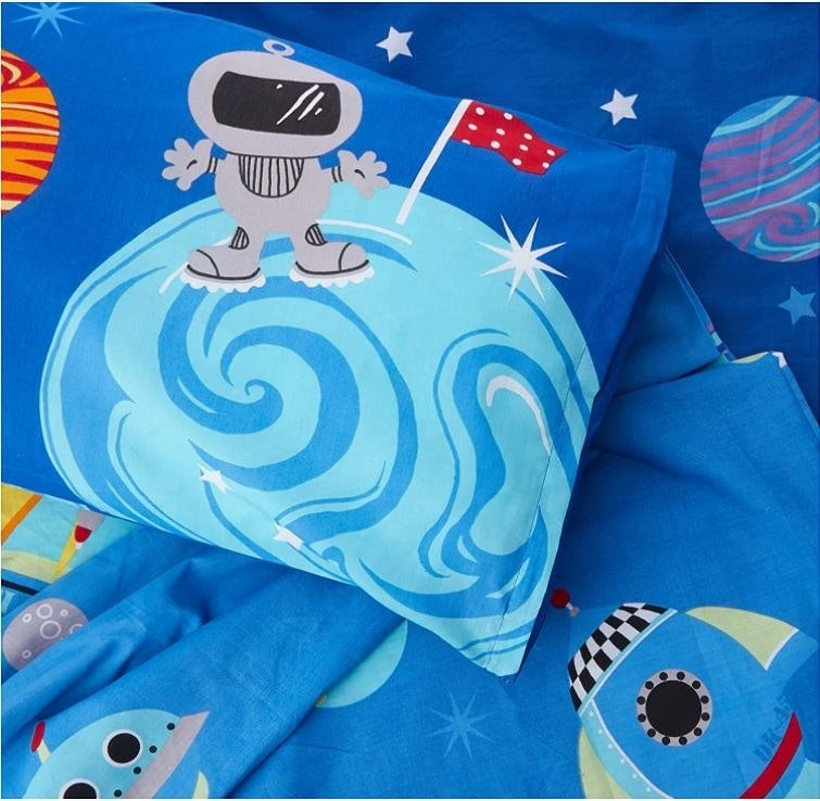 Kinder dekbedovertrek Raket - polykatoen - 1-persoons (135x200 + 50x75 cm)