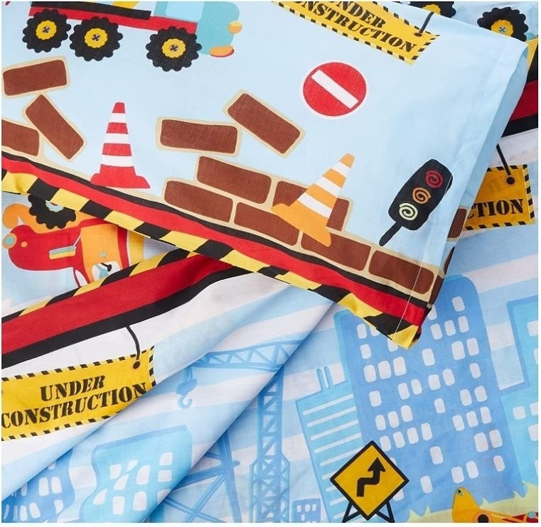 Peuter dekbedovertrek Under Construction - blended katoen - 120x150 + 40x60 cm