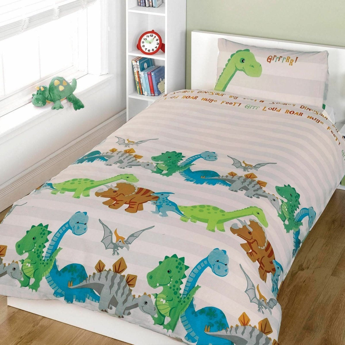 Dekbedovertrek Baby Dino's  - polykatoen - 120x150 + 40x60 cm