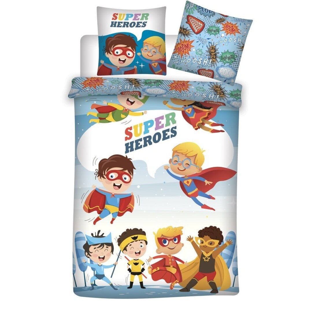 Kinderdekbedovertrek Super Heroes - microvezel -140x200 + 63x63 cm