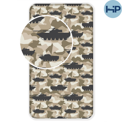 Tank camouflage hoeslaken - katoen - 90x200 cm