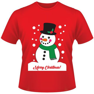 Kerst T-shirt - Sneeuwpop - Medium