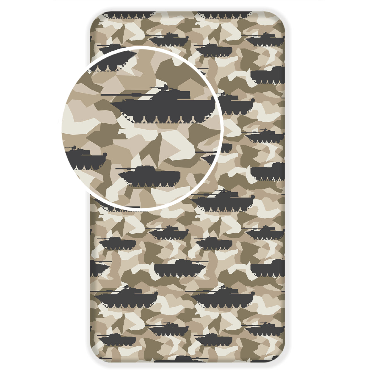 Tank camouflage hoeslaken - katoen - 90x200 cm