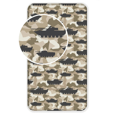 Tank camouflage hoeslaken - katoen - 90x200 cm