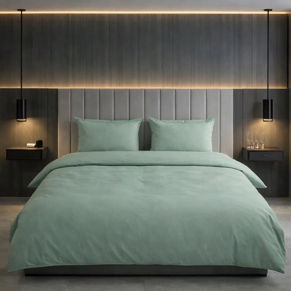 Decoware dekbedovertrek uni - groen - katoen