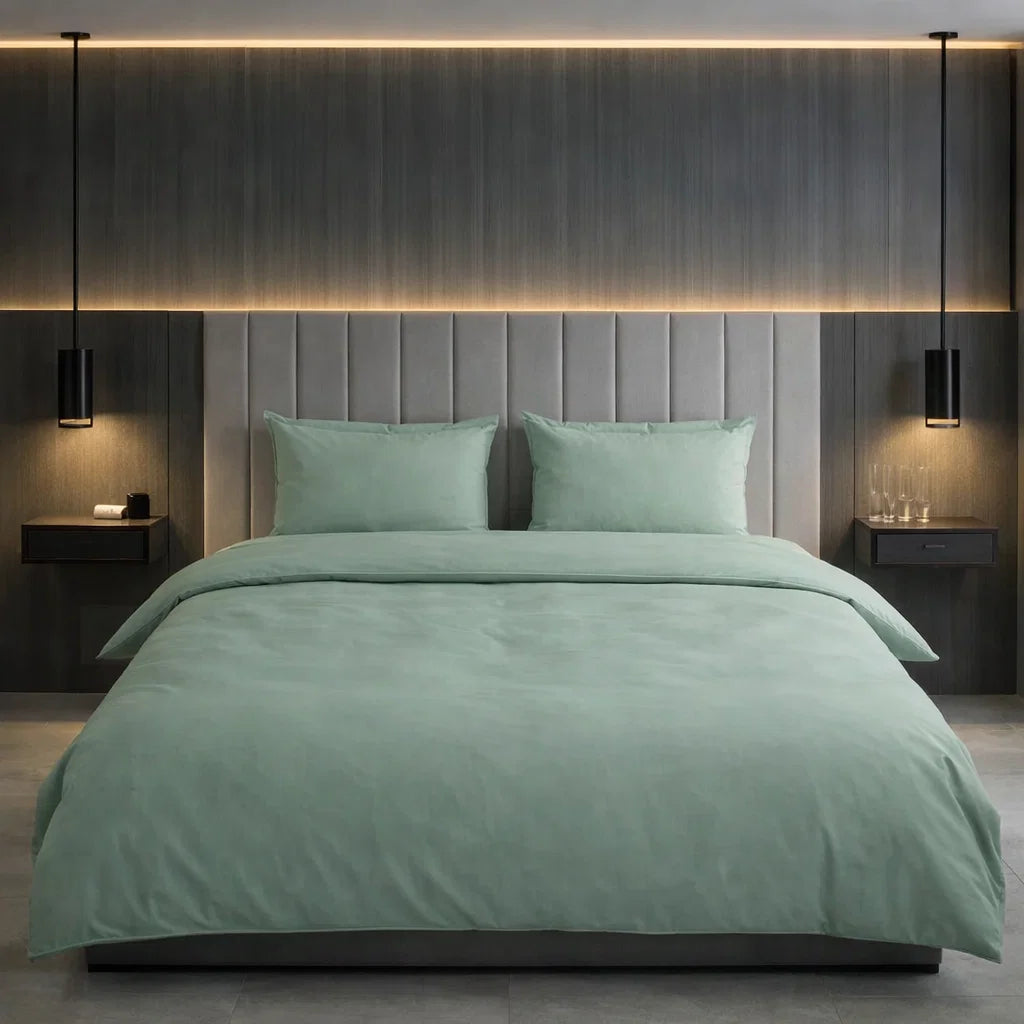 Decoware dekbedovertrek uni - Groen - Katoen