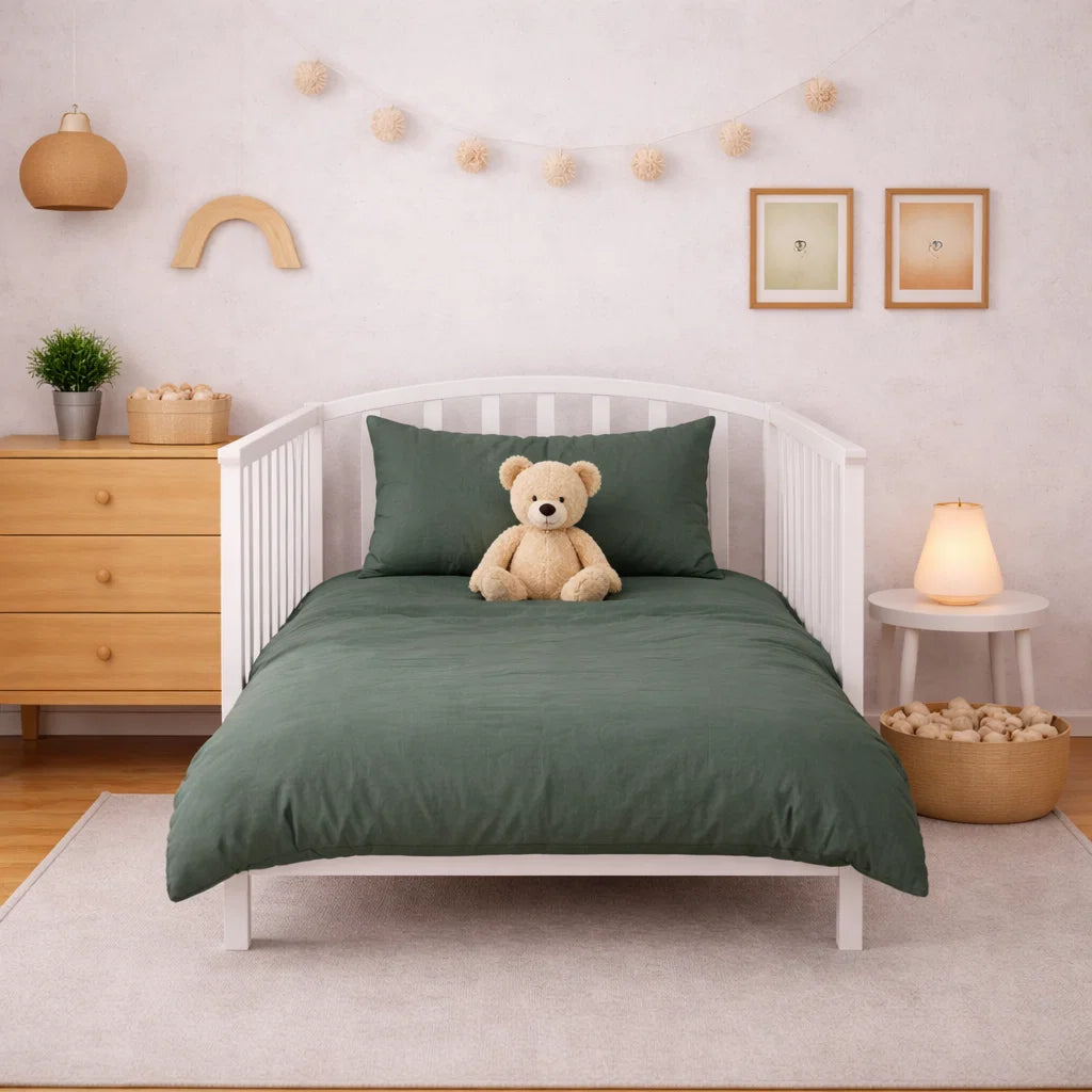 Decoware baby dekbedovertrek uni - Katoen - Groen - 100x135 + 40x60 cm