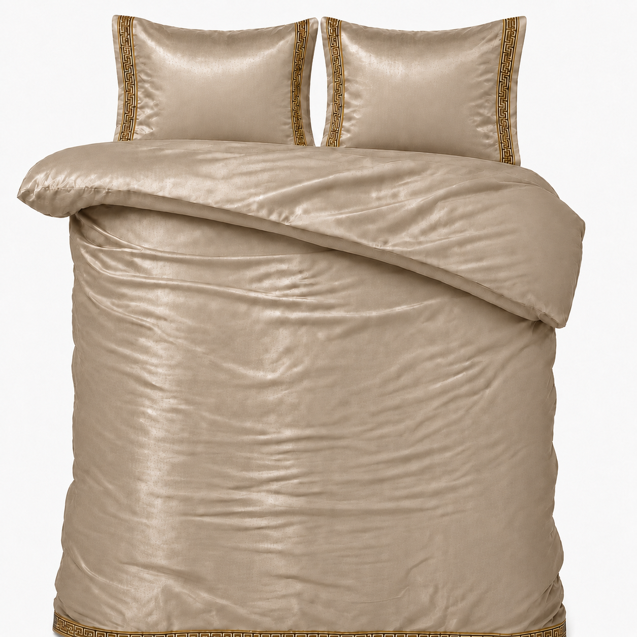 Glans satijn dekbedovertrek Lace - taupe - 1-persoons