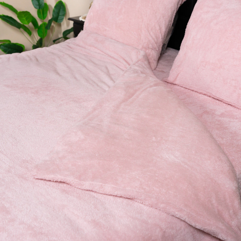 Teddy fleece dekbedovertrek - licht roze - 2 kanten teddy
