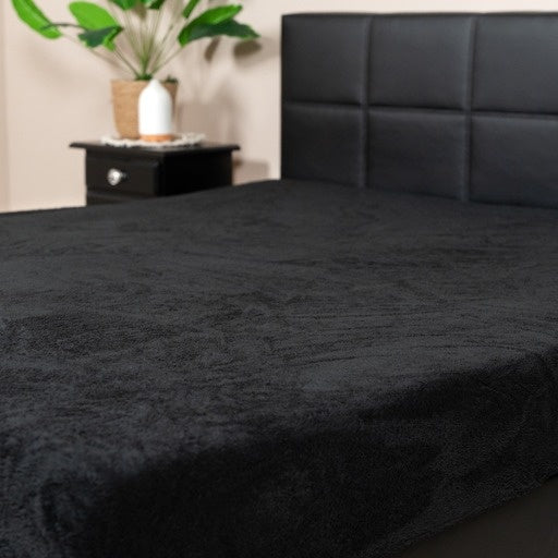 Teddy fleece hoeslaken - zwart