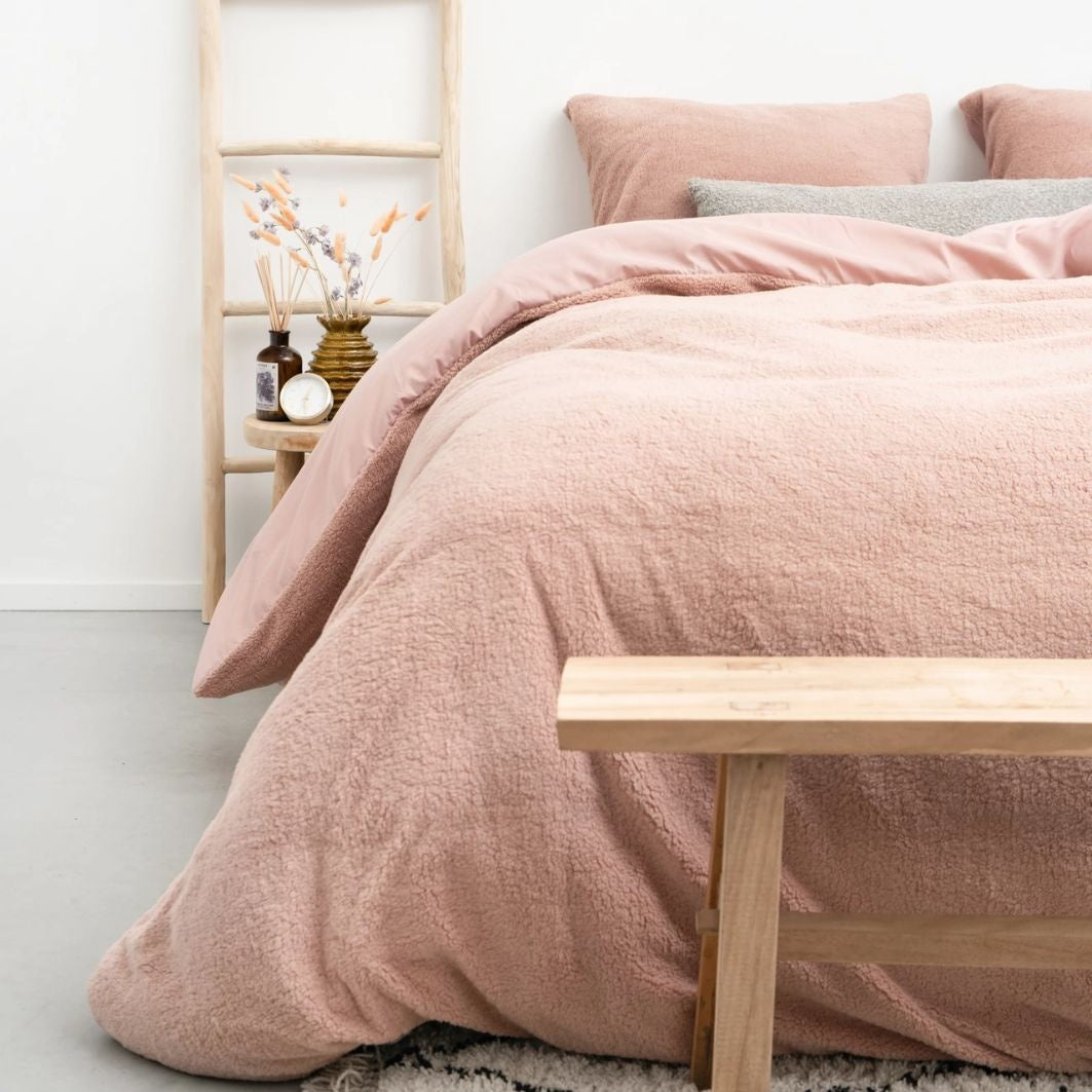 Teddy dekbedovertrek onderkant microvezel - roze