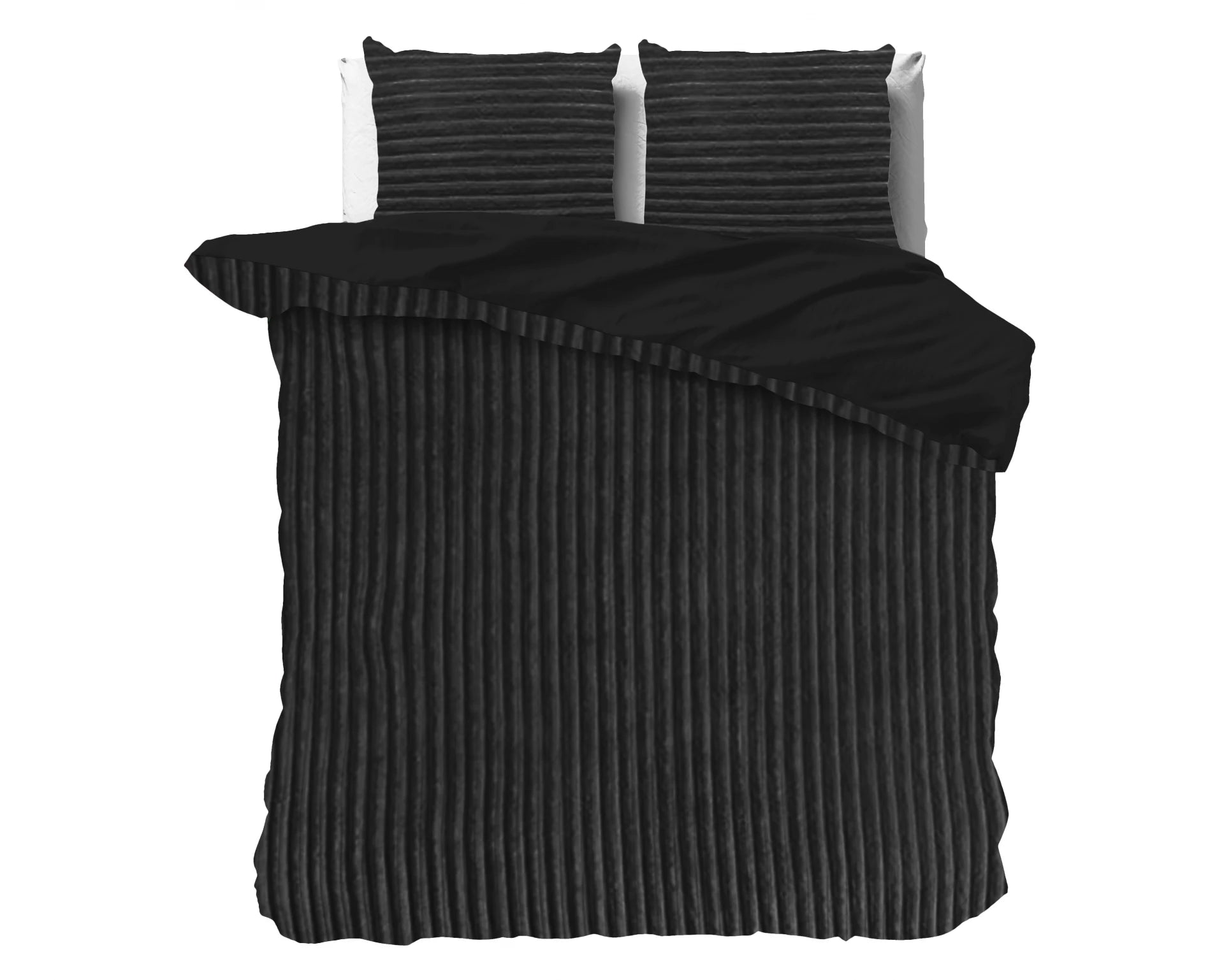 Teddy Dekbedovertrek Rib Fleece onderkant microvezel - Zwart