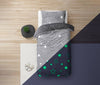 Teddy Fleece kinderdekbedovertrek - Glow in the dark - Stars - Grijs - 1-persoons (140x220 + 60x70 cm)