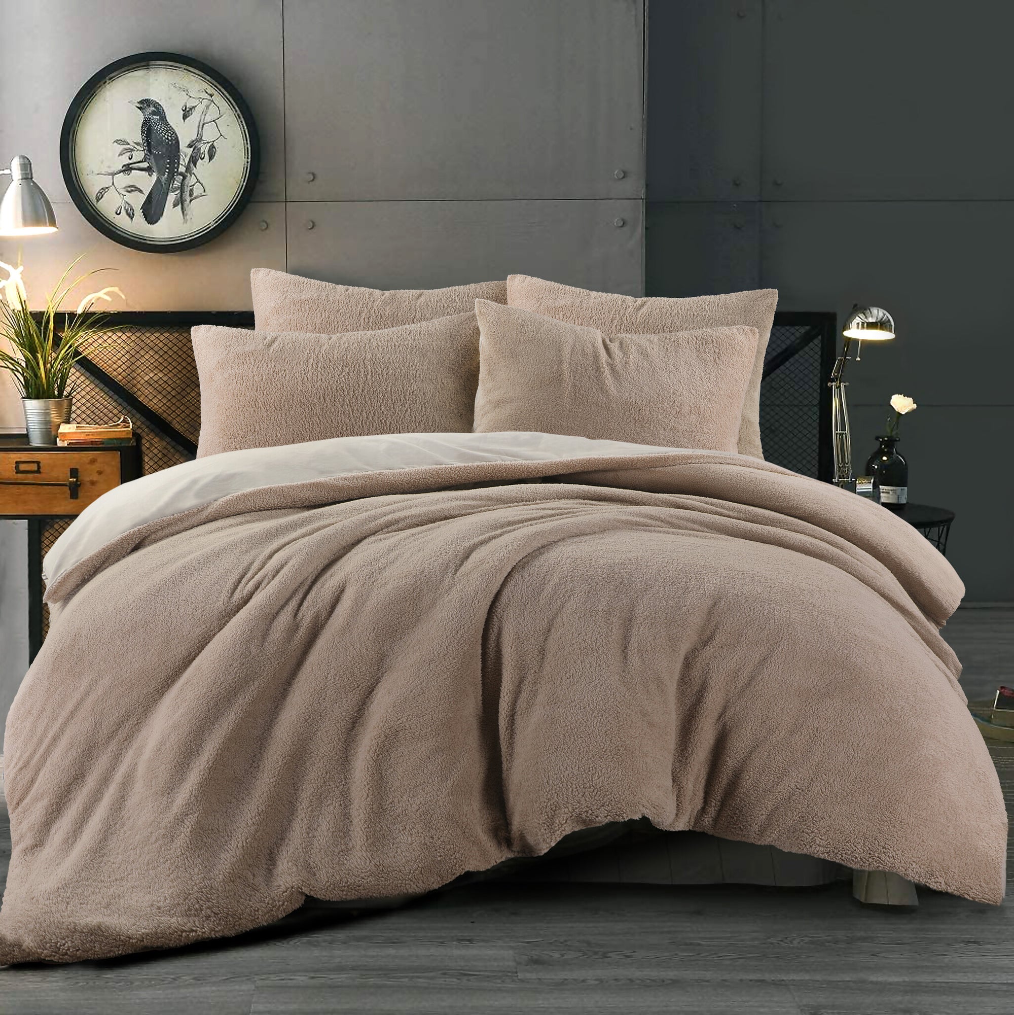 Teddy dekbedovertrek onderkant microvezel - zand - lits-jumeaux (240x220 + 2st. 60x70 cm)