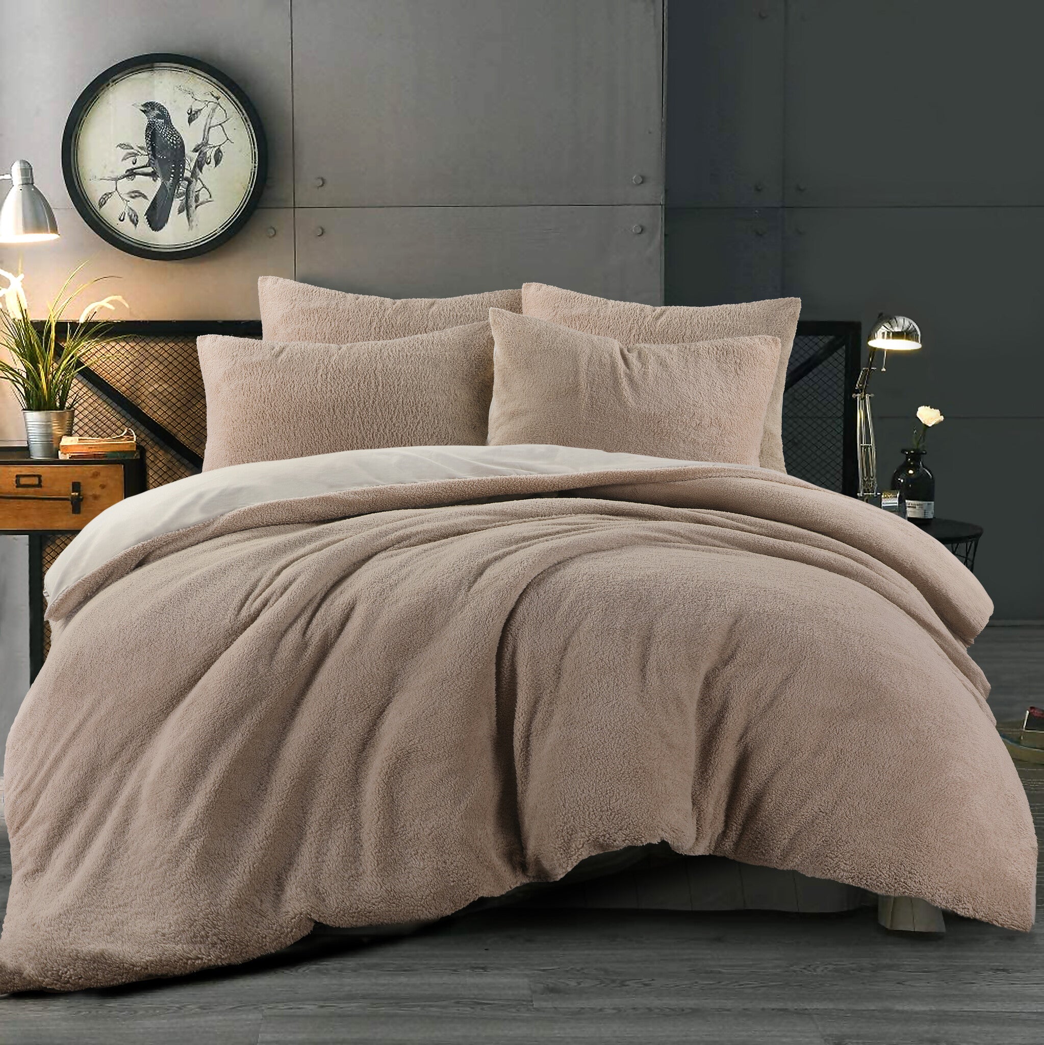 Teddy dekbedovertrek onderkant microvezel - zand - lits-jumeaux (240x220 + 2st. 60x70 cm)
