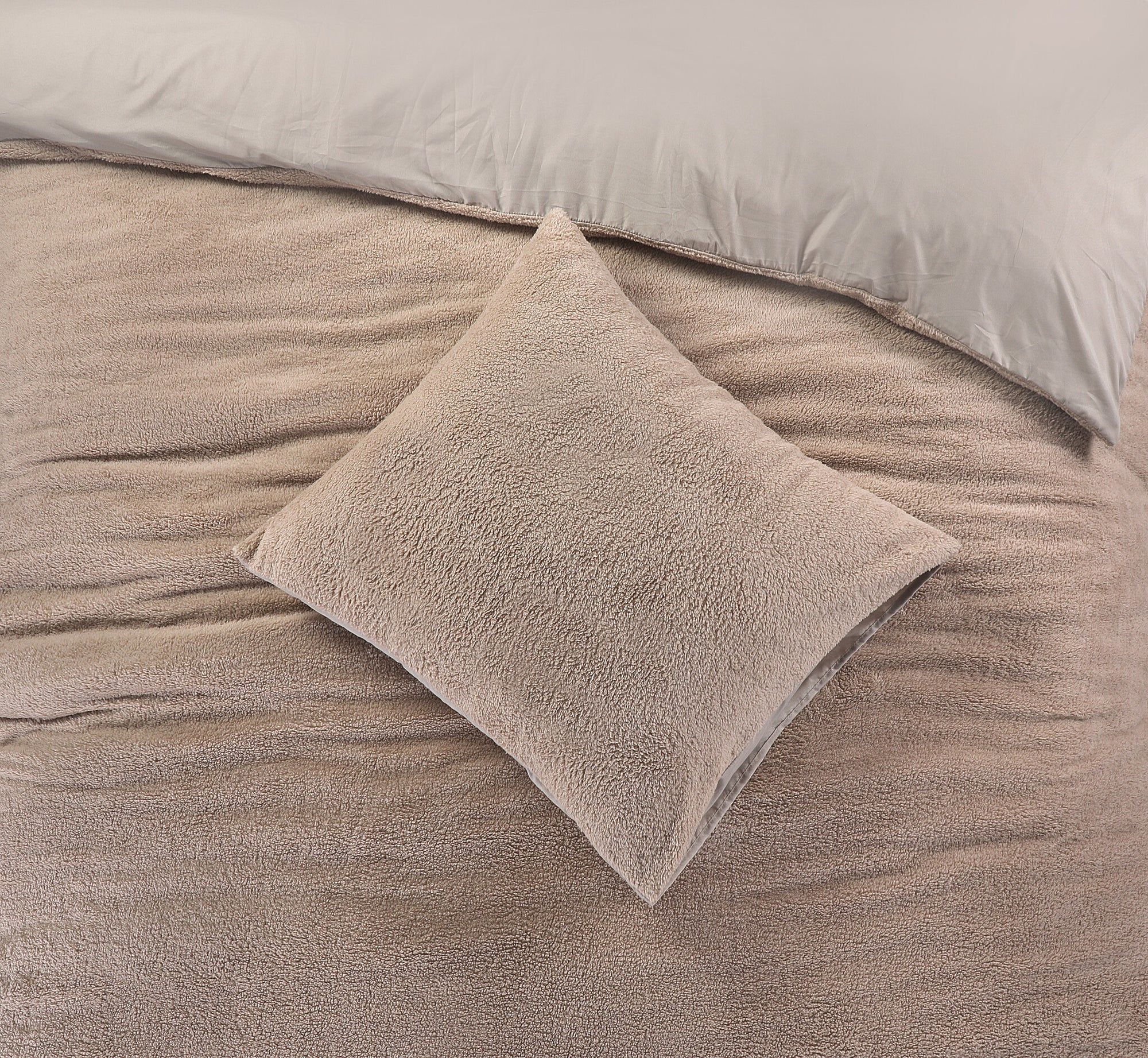Teddy dekbedovertrek onderkant microvezel - zand - lits-jumeaux (240x220 + 2st. 60x70 cm)