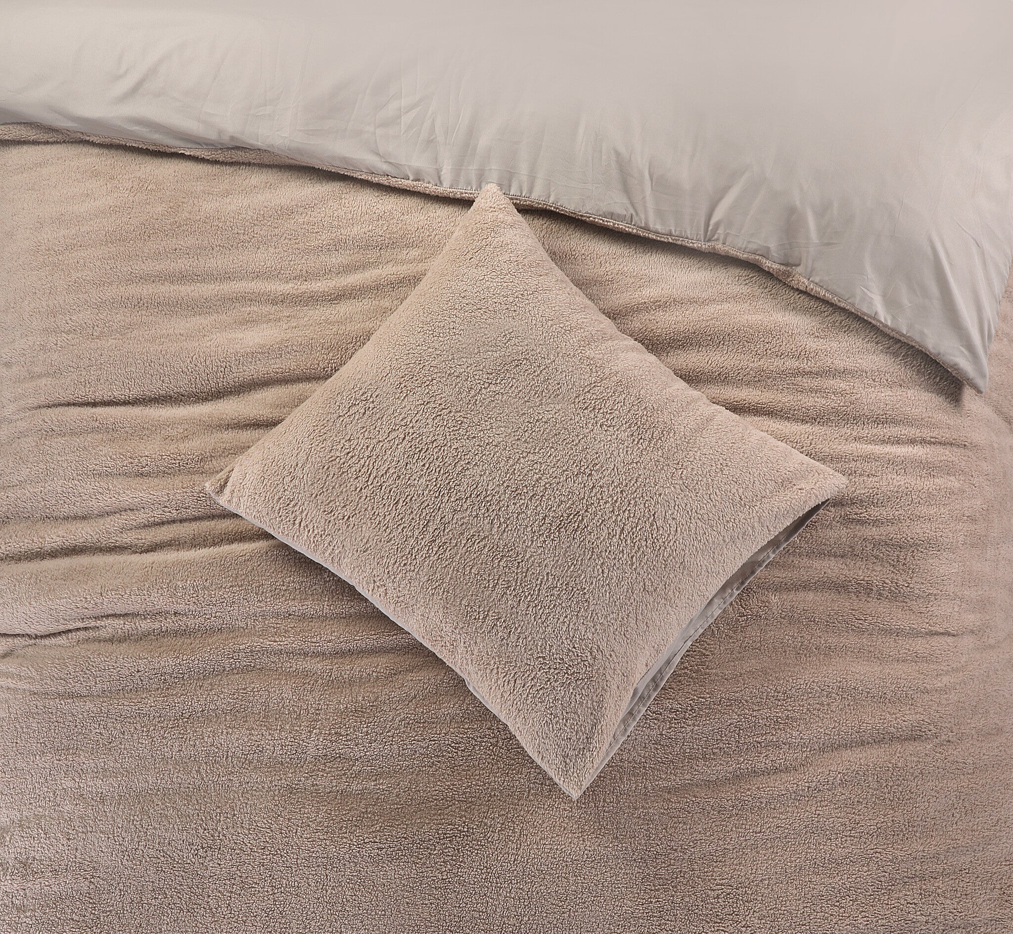 Teddy dekbedovertrek onderkant microvezel - zand - lits-jumeaux (240x220 + 2st. 60x70 cm)
