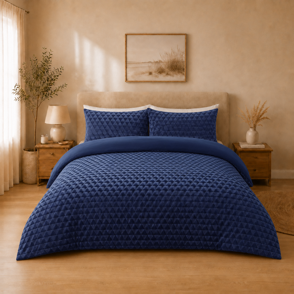 So Soft Velvet dekbedovertrek Diamond Teddy - navy