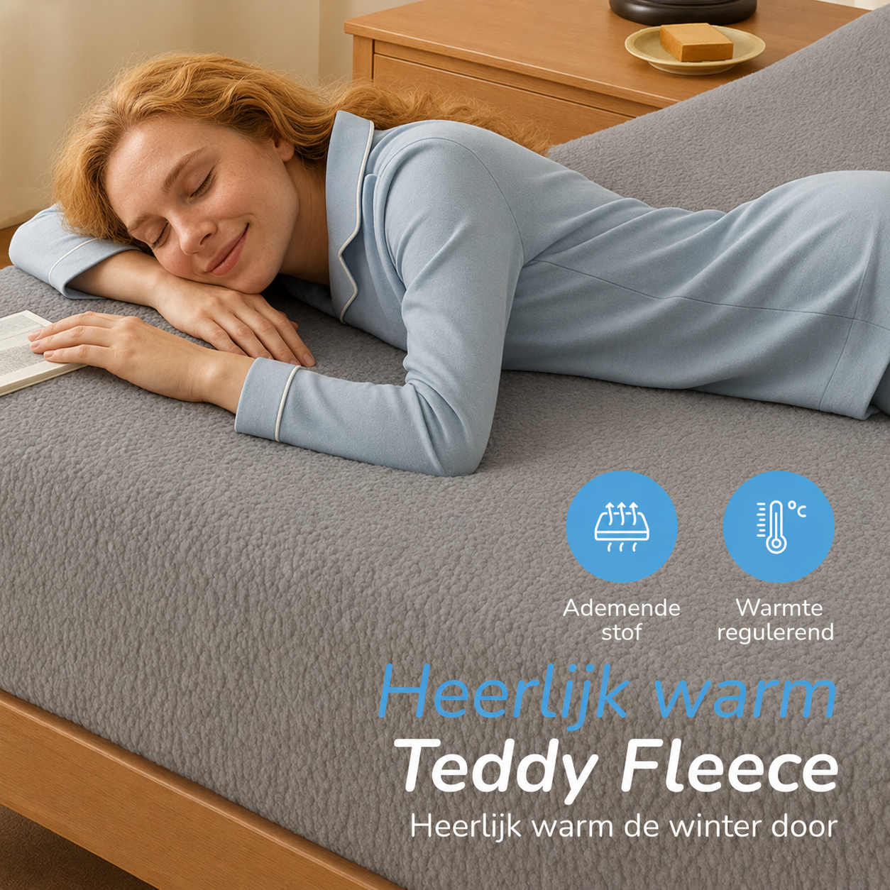 Teddy fleece hoeslaken - grijs