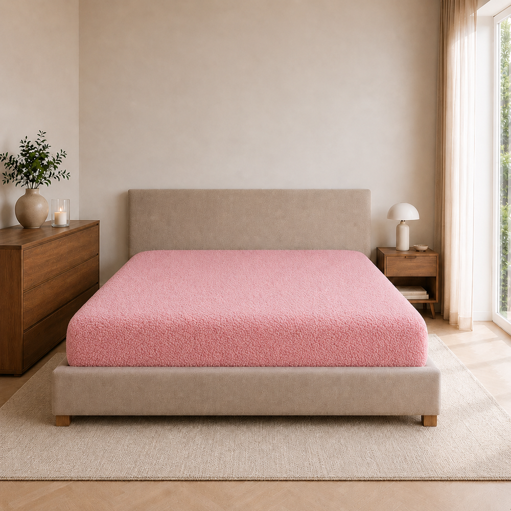 Teddy fleece hoeslaken - roze