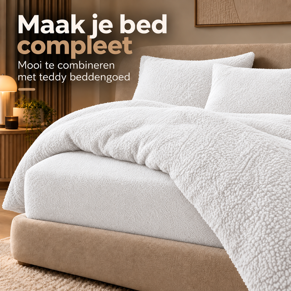 Teddy fleece hoeslaken - Wit