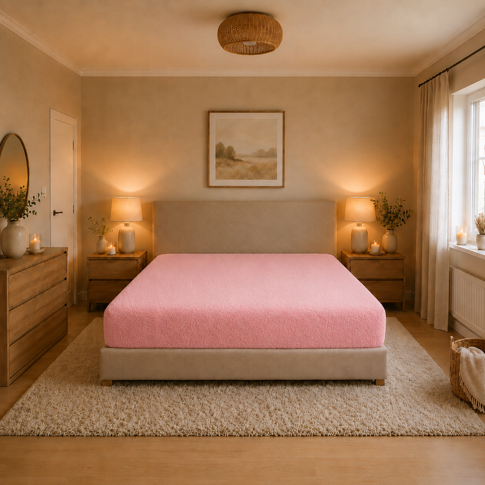 Teddy fleece hoeslaken - roze