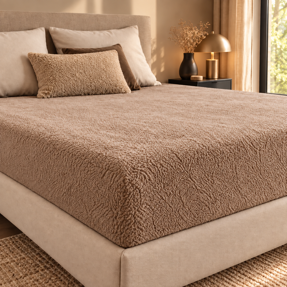 Teddy fleece hoeslaken - Taupe