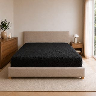 Teddy fleece hoeslaken - zwart