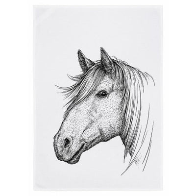 Theedoek paard wit 50x70 cm