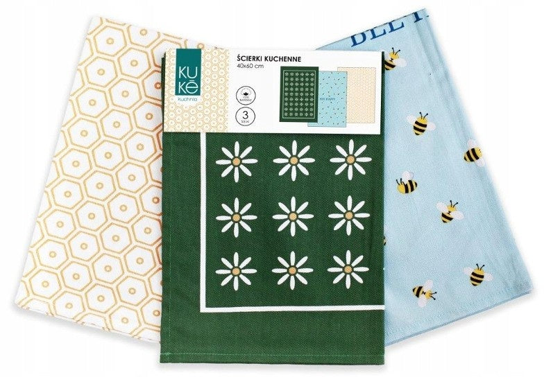 Theedoekdoekenset Bee Happy - 3-delig  - 40x60cm
