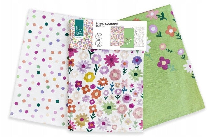Theedoekdoekenset Bloemen - 3-delig  - 40x60cm