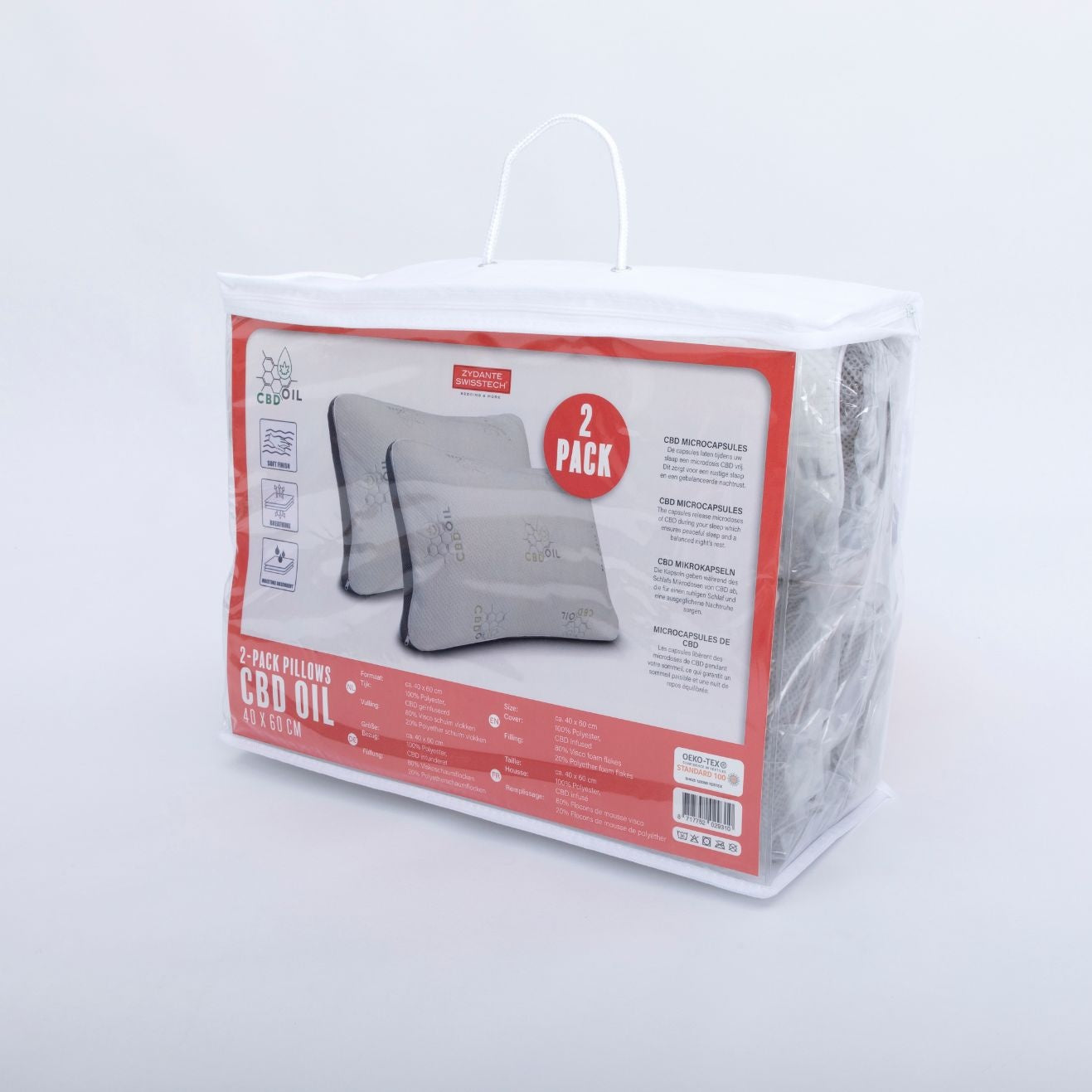 Traagschuim Hoofdkussen met 3D-rand - CBD olie infused - 40x60 cm - (2stuks)
