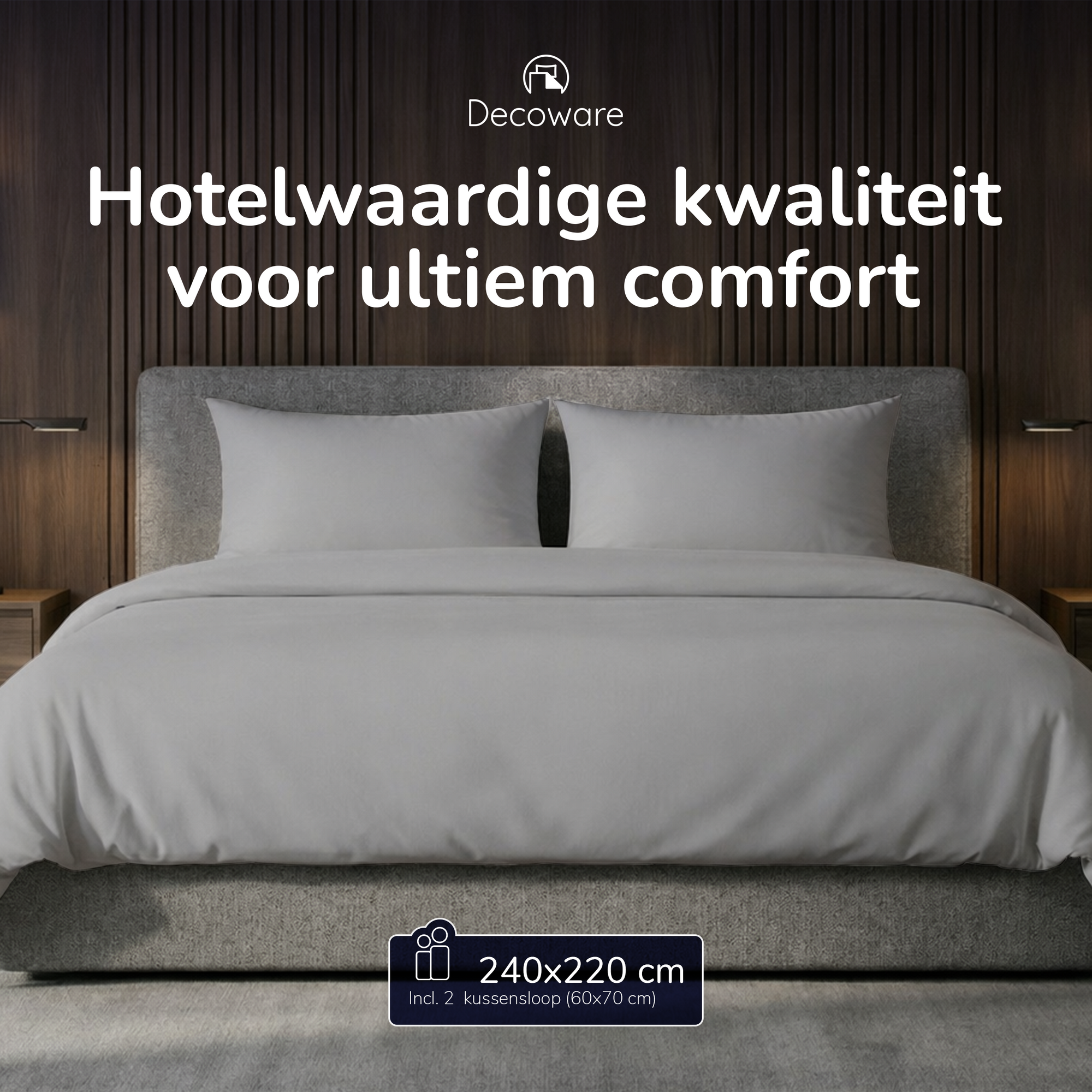 Decoware dekbedovertrek uni - Grijs - Katoen
